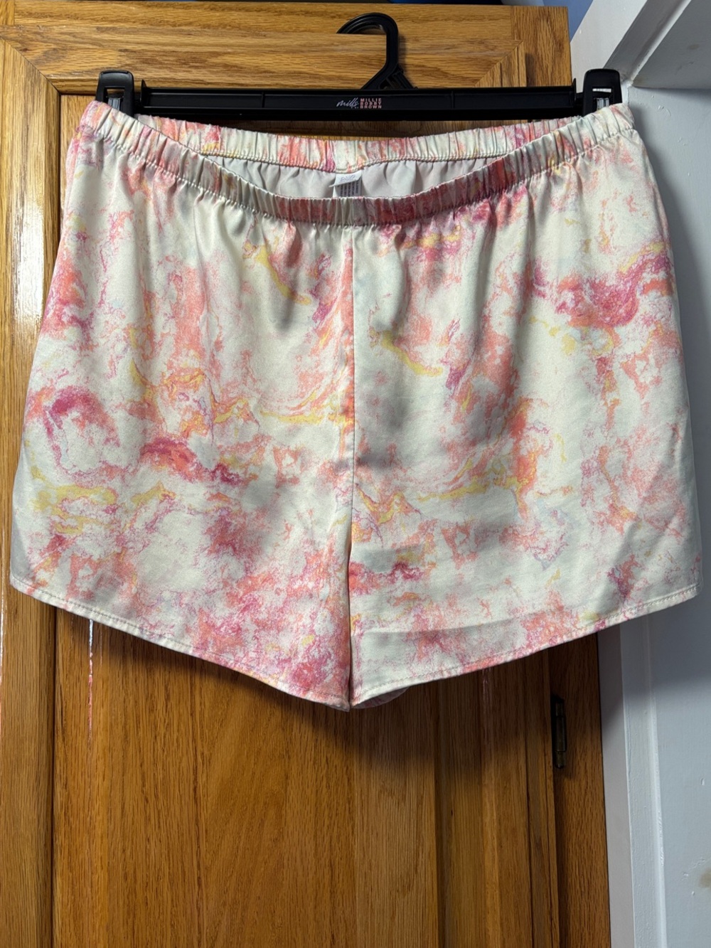 Stars Above Cream Lounge Sleep Shorts with Pink & Yellow Swirl Print